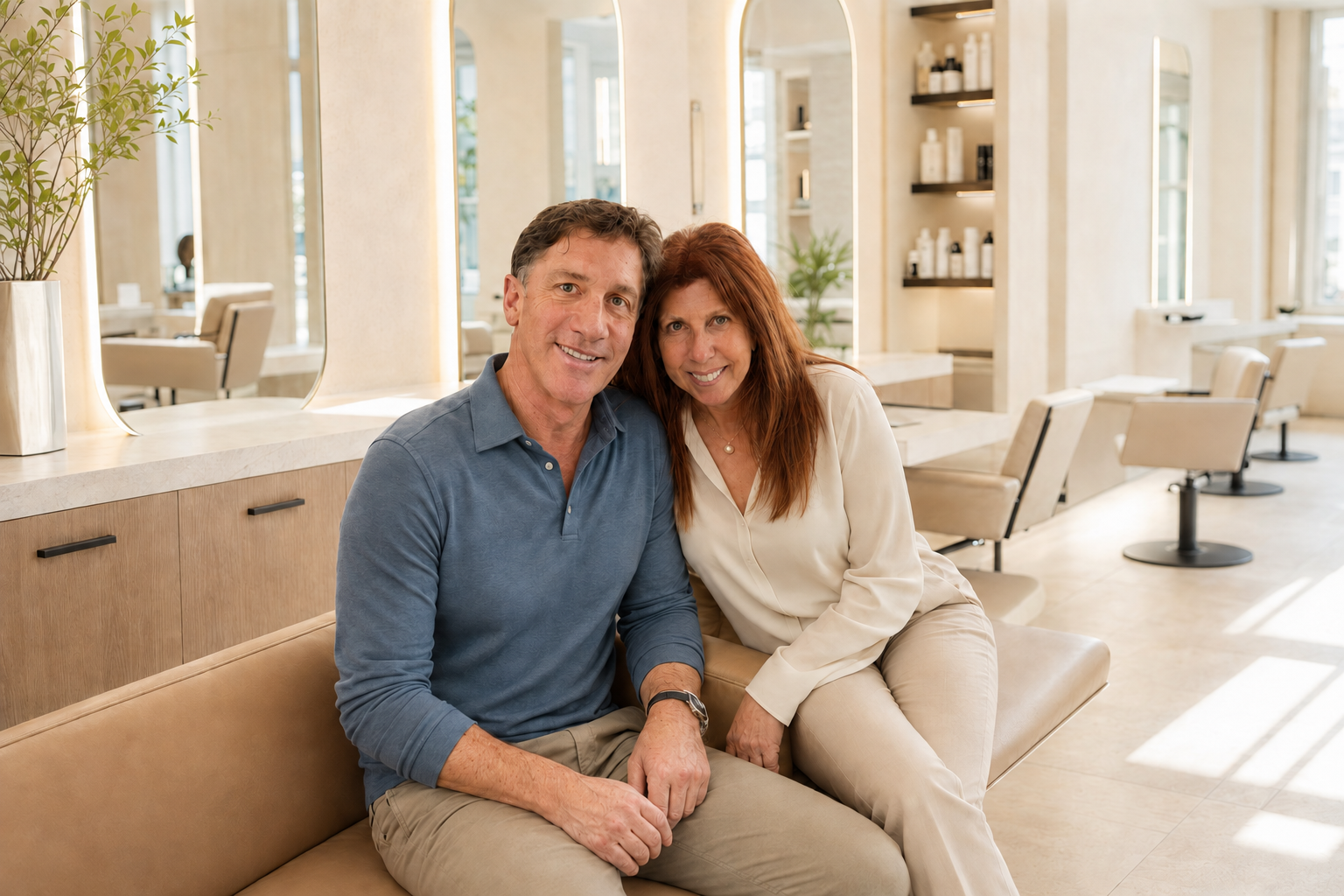 Bill and Ronit Enos together in a salon