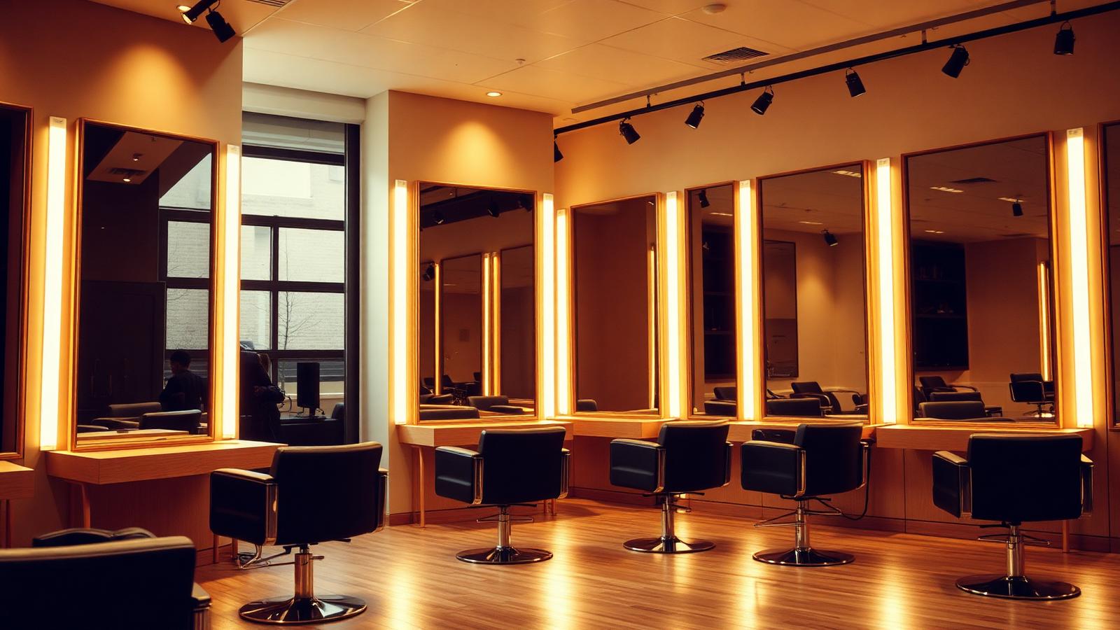 Salon interior with mirrors